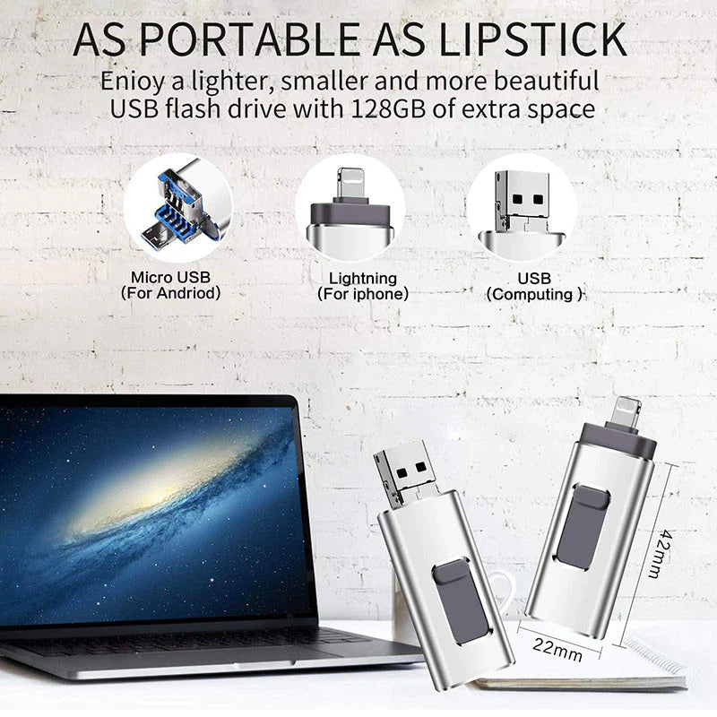 PAMIĘĆ USB DO WSZYSTKICH TELEFONÓW KOMÓRKOWYCH 128 GB