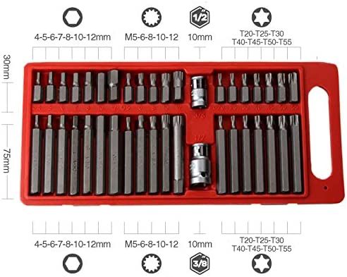 Zestaw bitów torx chromowo-wanadowych, 40 elementów