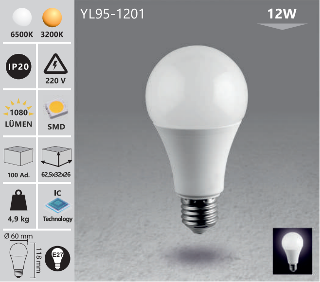 Żarówka LED - technologia IR 60 mm