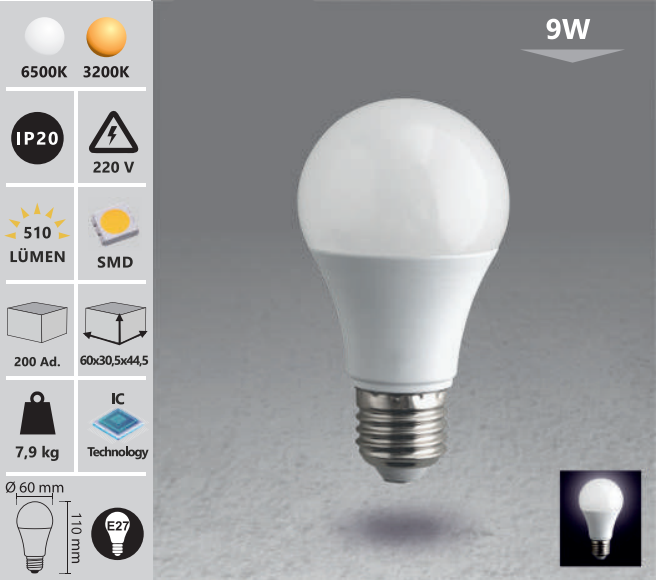 Żarówka LED - technologia IR 60 mm