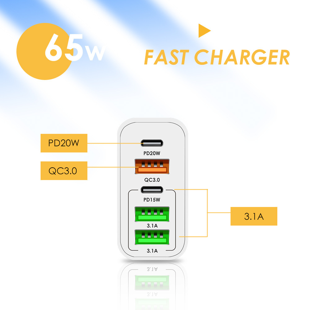 Adapter szybkiego ładowania 65W z wieloma portami - uniwersalny i praktyczny!