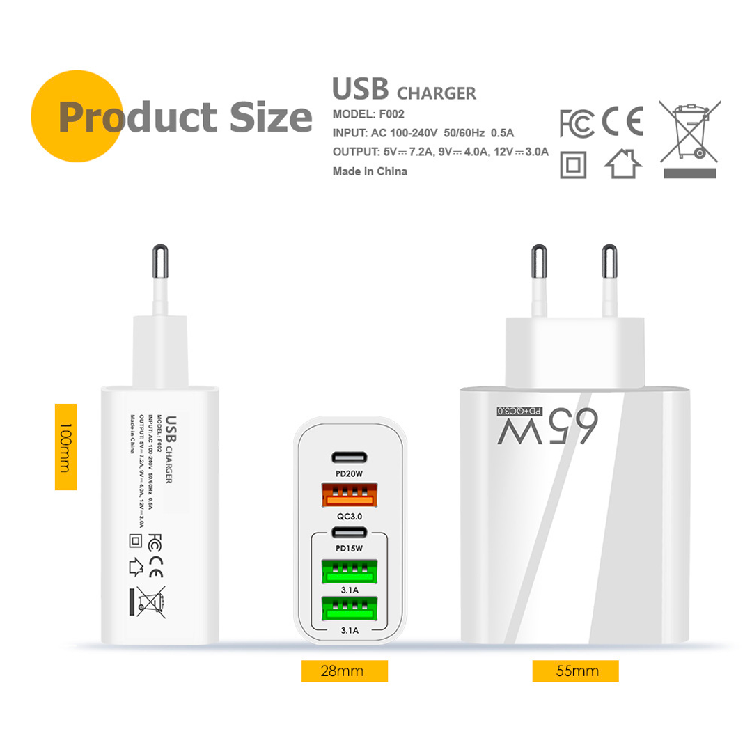 Adapter szybkiego ładowania 65W z wieloma portami - uniwersalny i praktyczny!